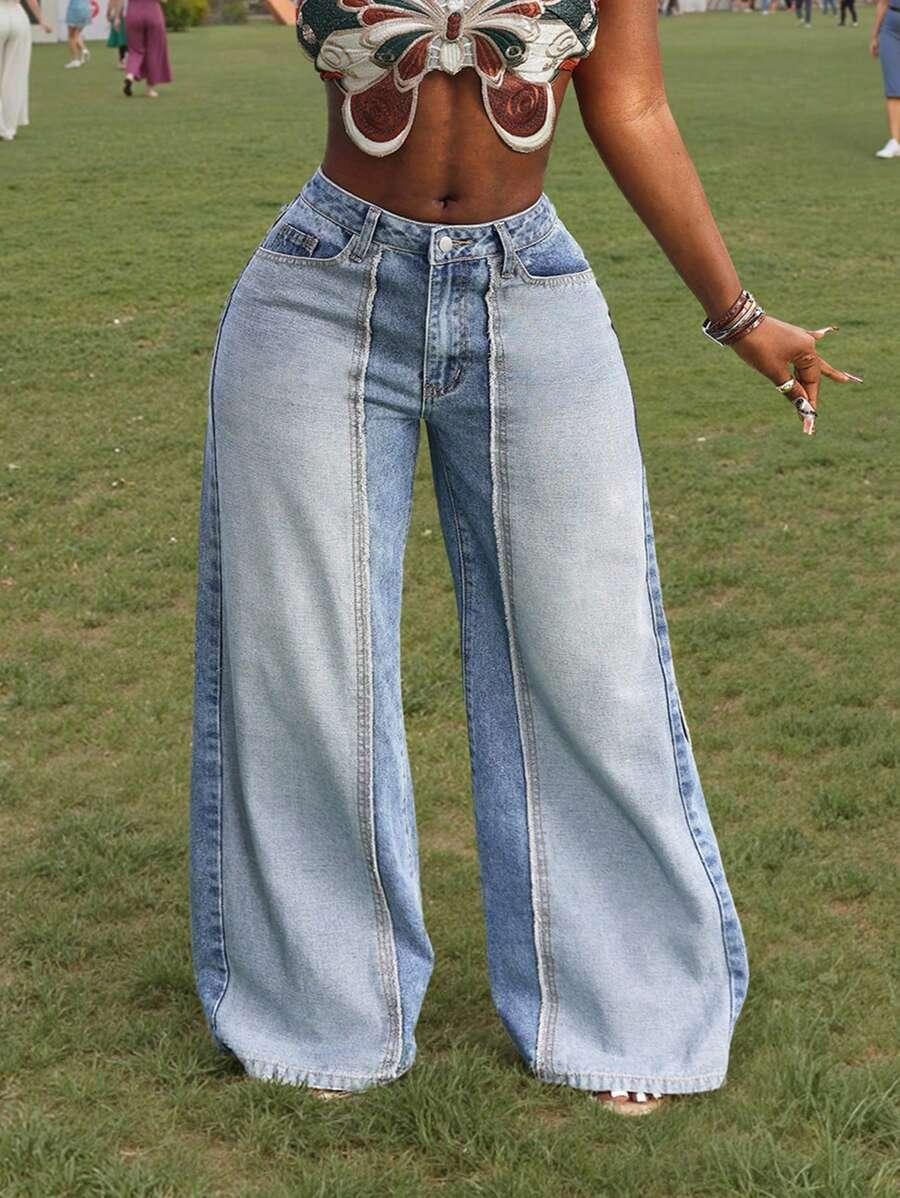 szerokie spodnie jeans