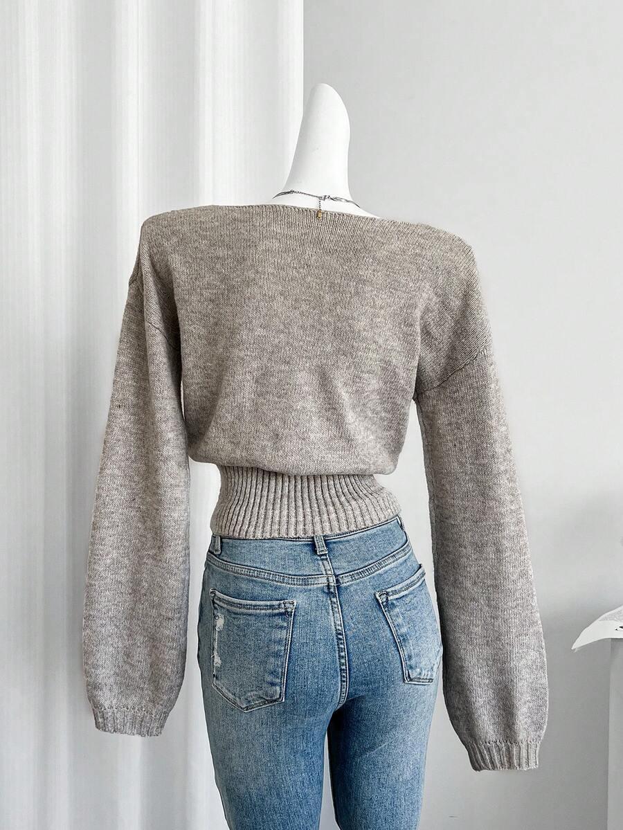 SWETER V-NECK DŁUGI RĘKAW