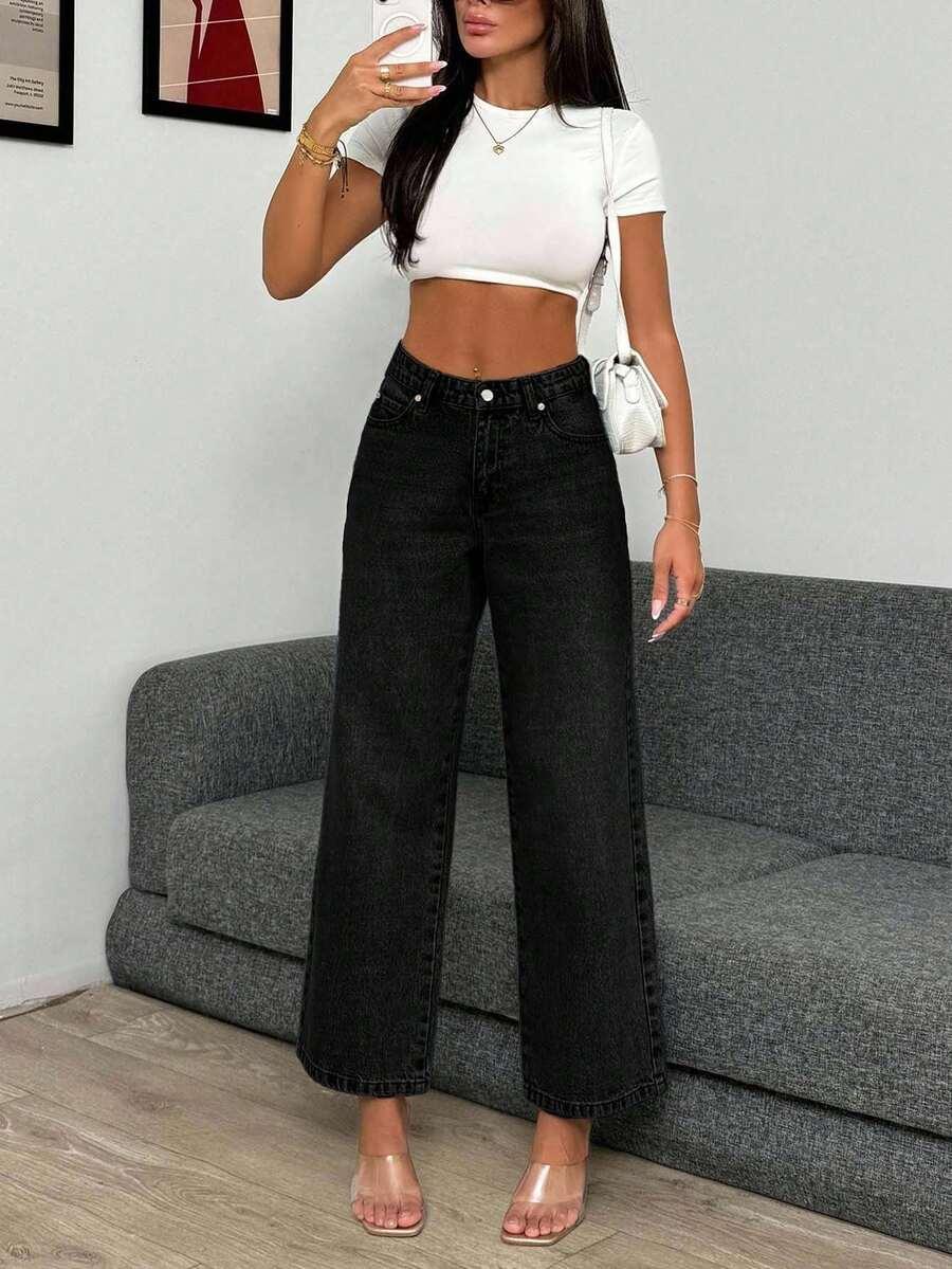CZARNE SPODNIE JEANS