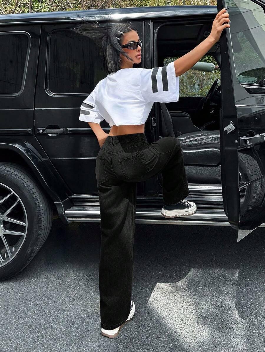 CZARNE SPODNIE JEANS