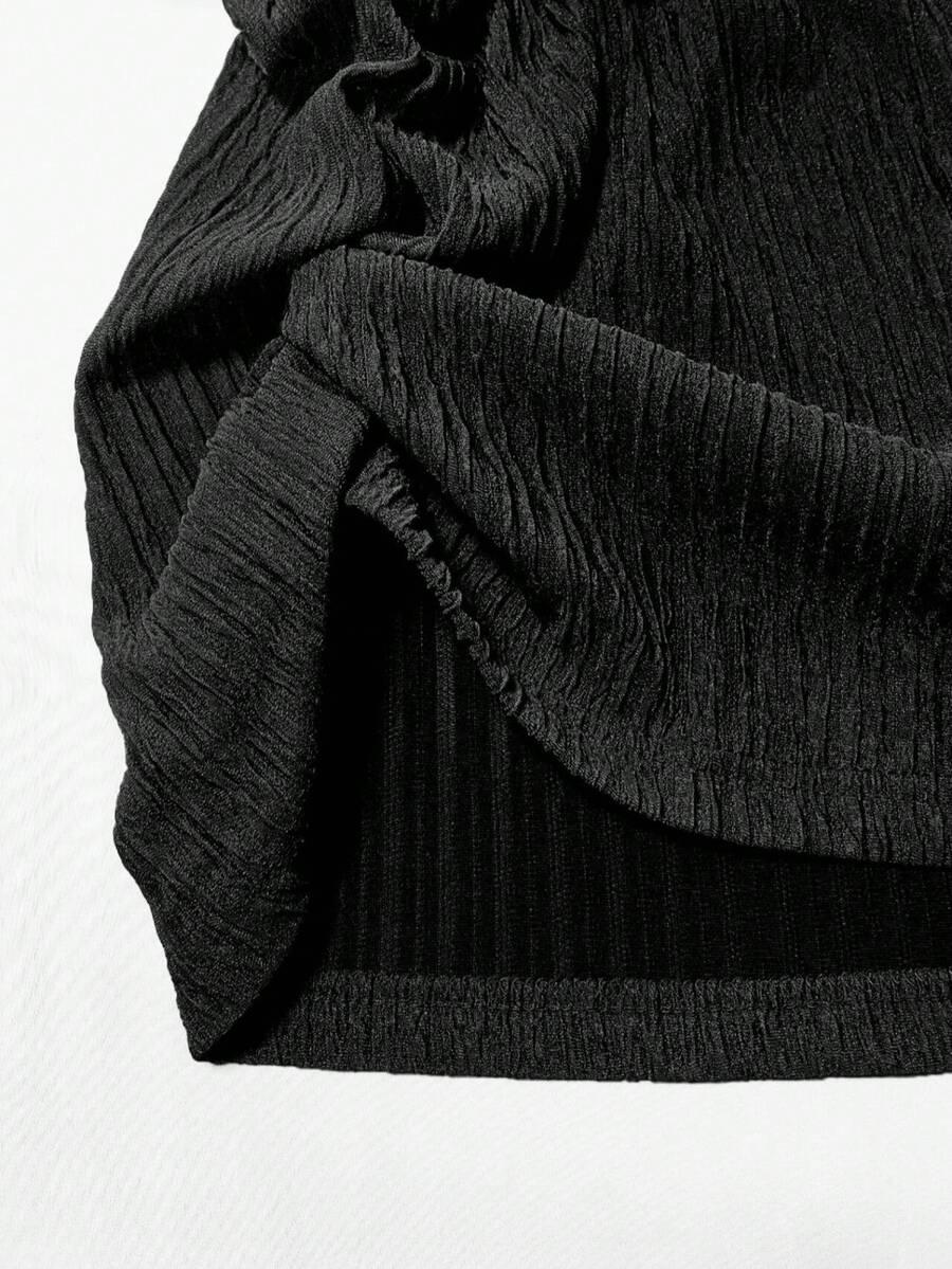 czarny crop top spódnica komplet