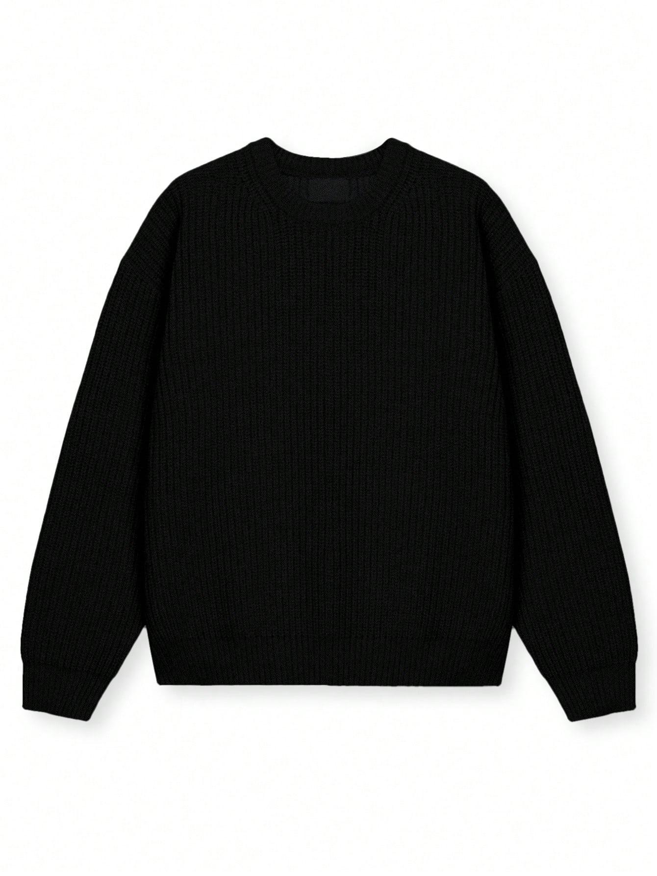 CZARNY DZIANINOWY SWETER 