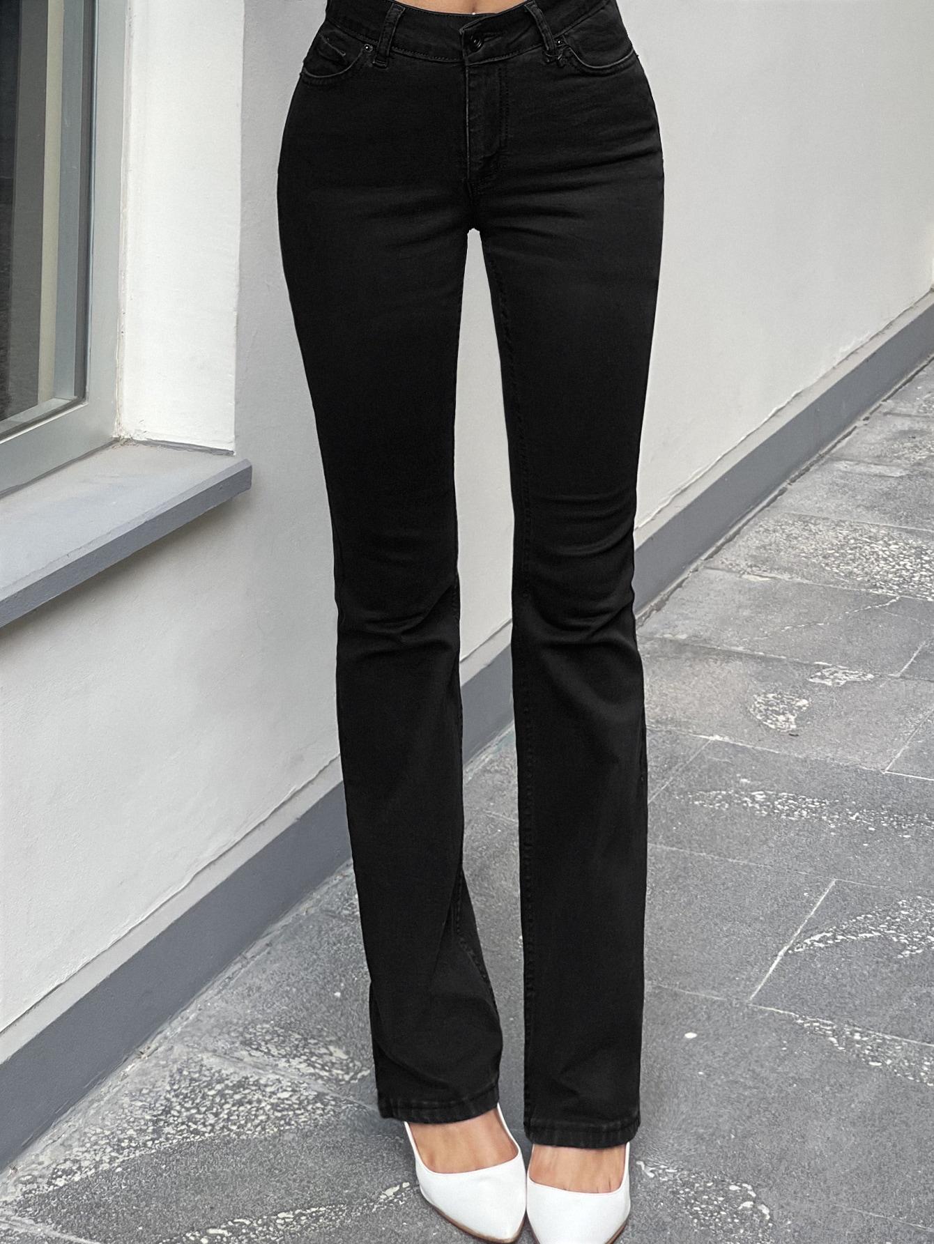 CZARNE PROSTE SPODNIE JEANS KIESZENIE