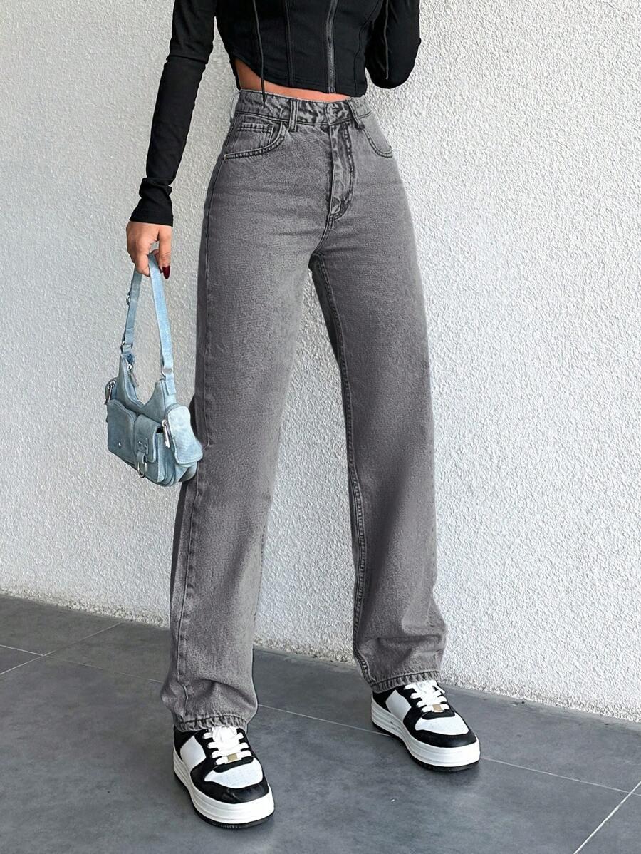 SZARE SPODNIE JEANS 