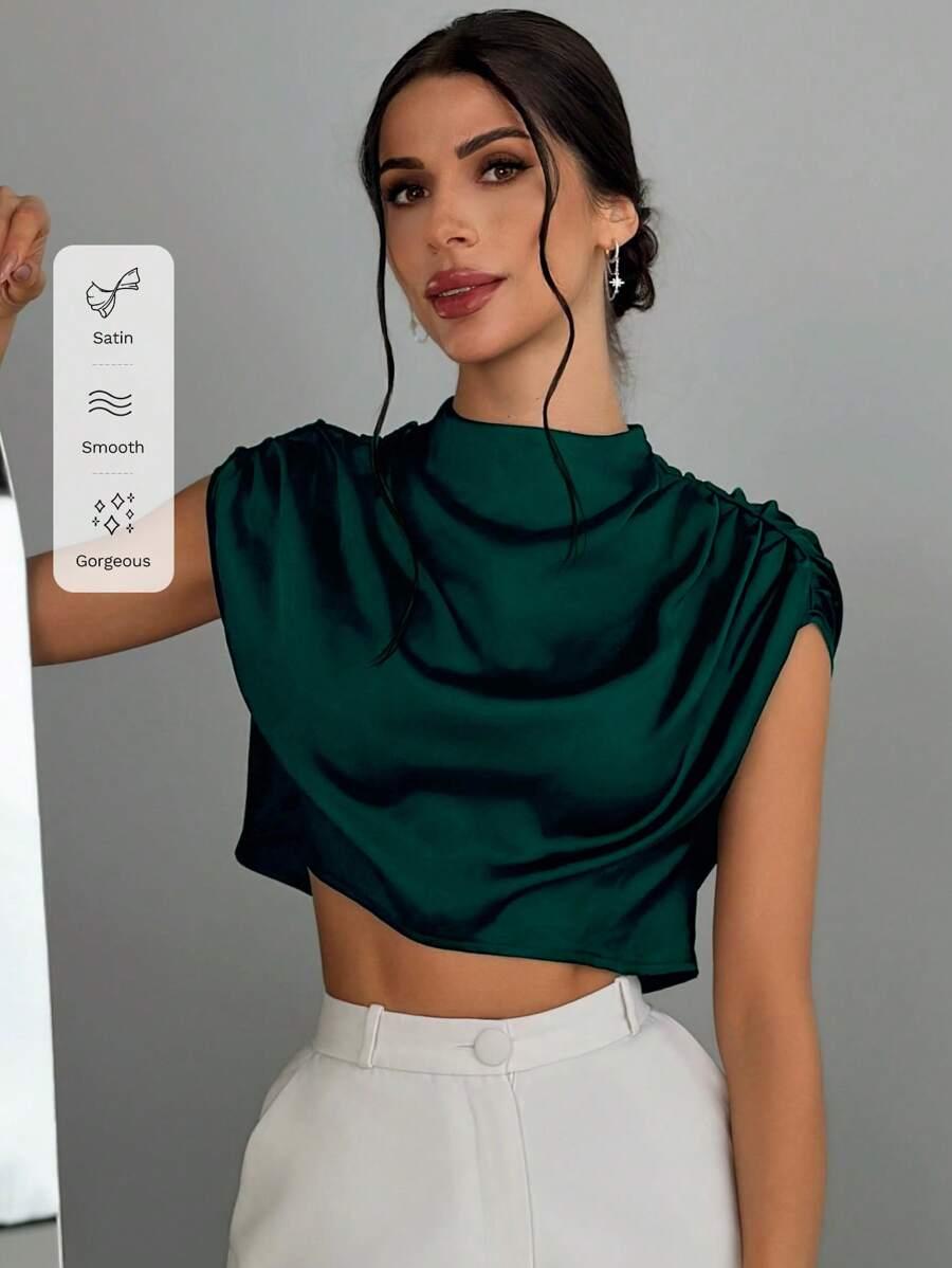 ZIELONY SATYNOWY TOP 