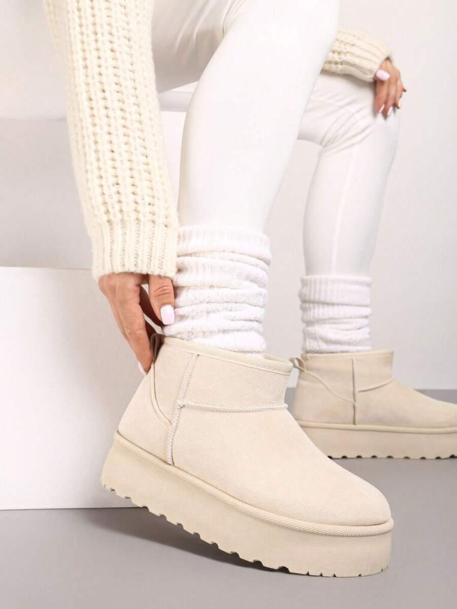 BUTY ZIMOWE BEŻOWE STYLU CASUALOWYM 