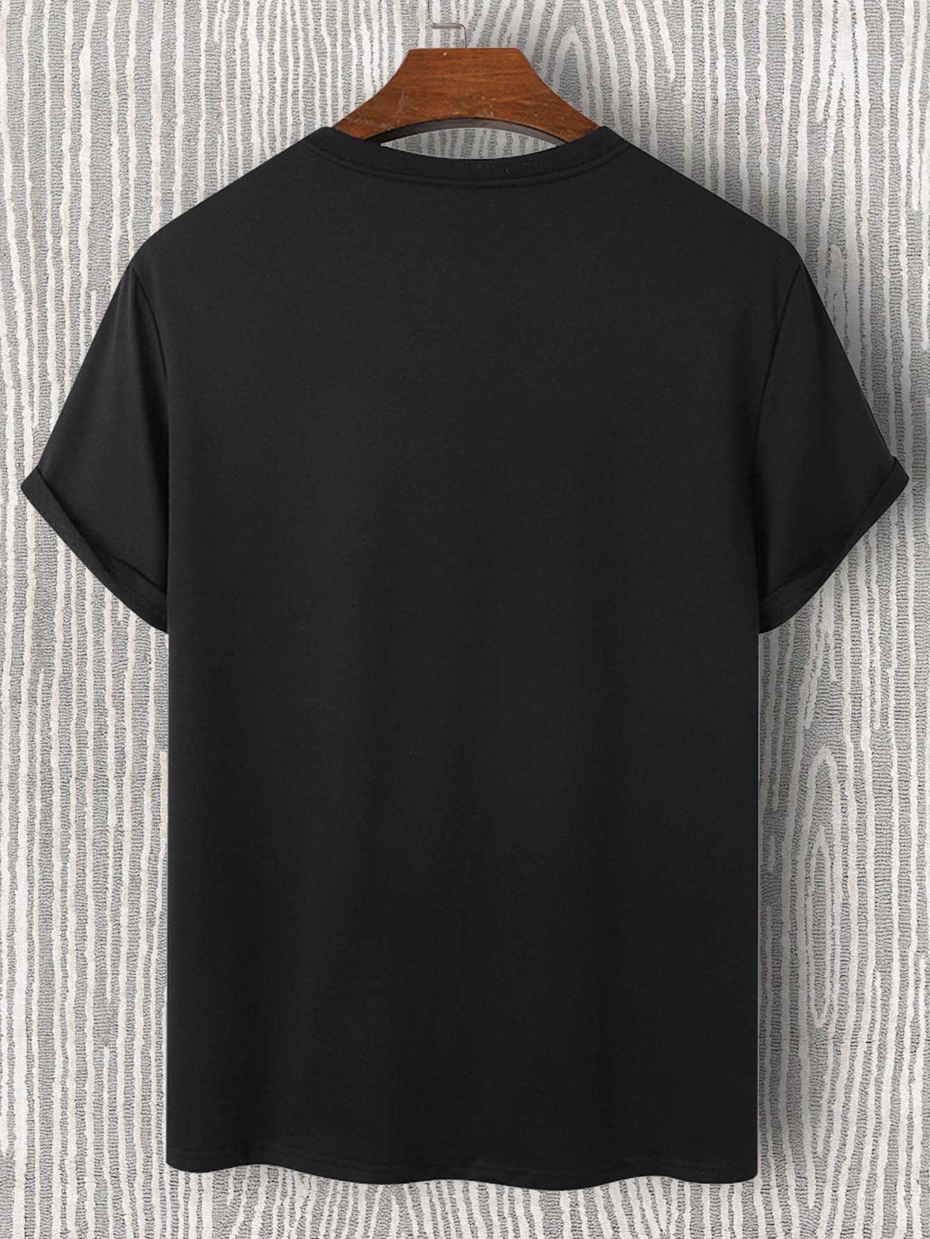 CZARNY T-SHIRT OKRĄGŁY DEKOLT