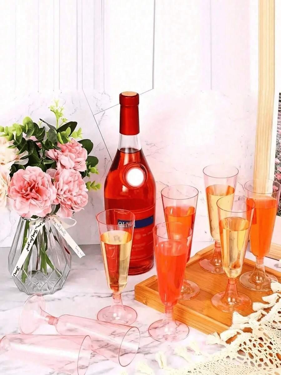 różowy plastikowy kieliszek 3-pack