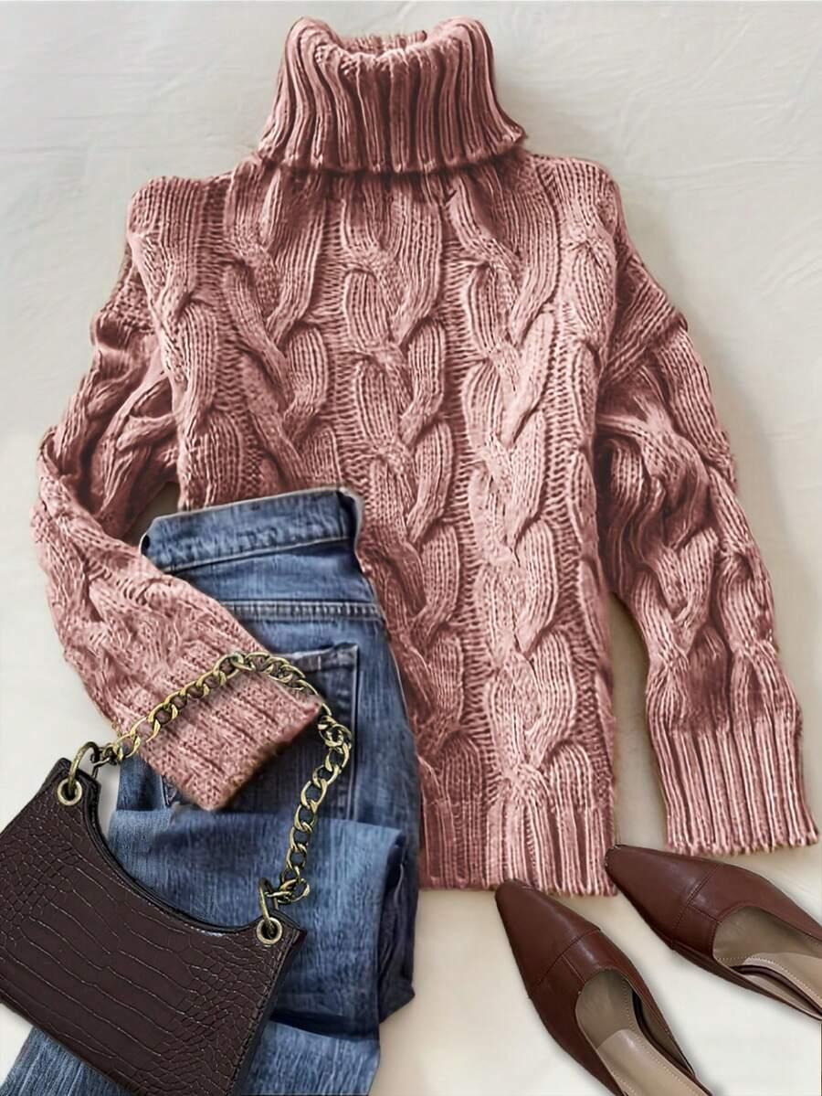 Różowy sweter golf