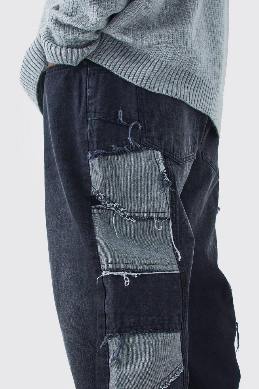 luźne czarne jeansy kieszenie wash effect