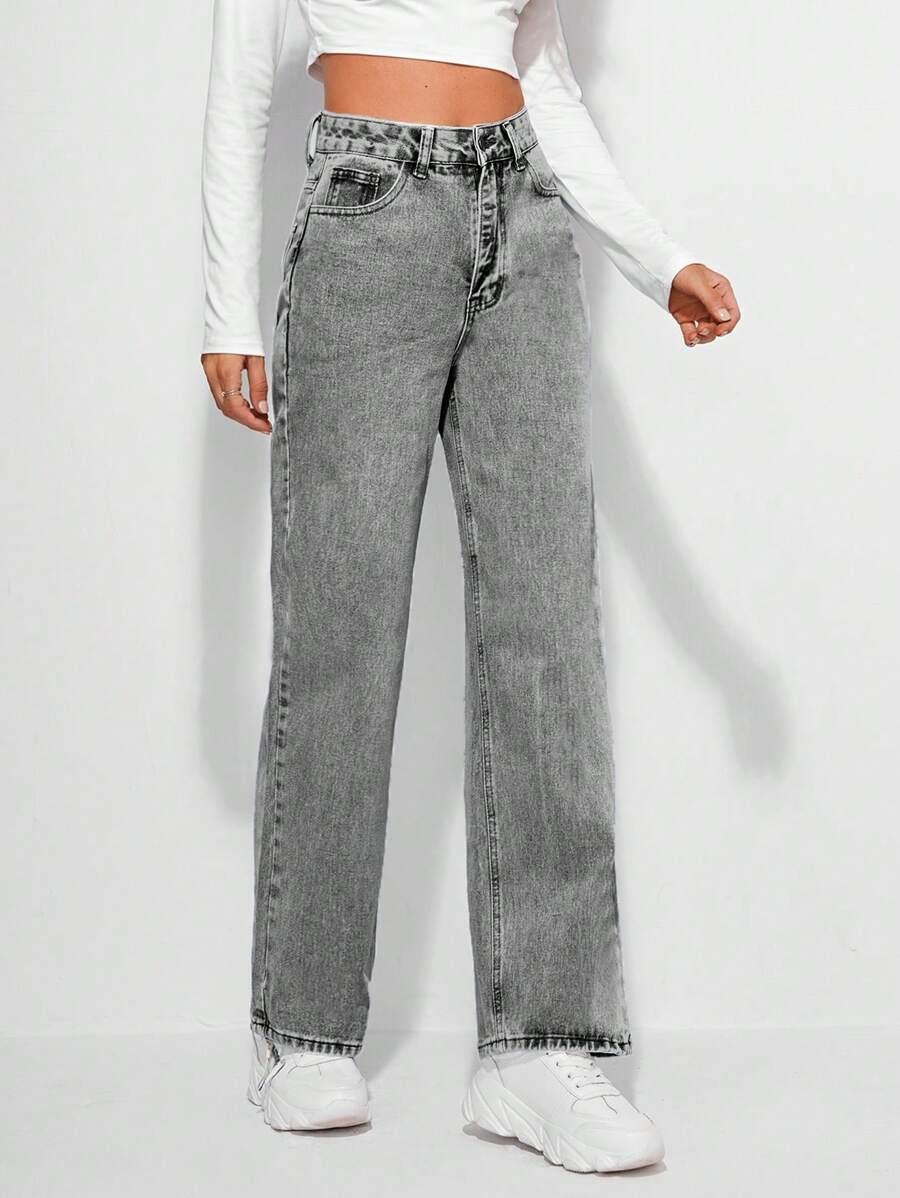szare jeansy wysoki stan