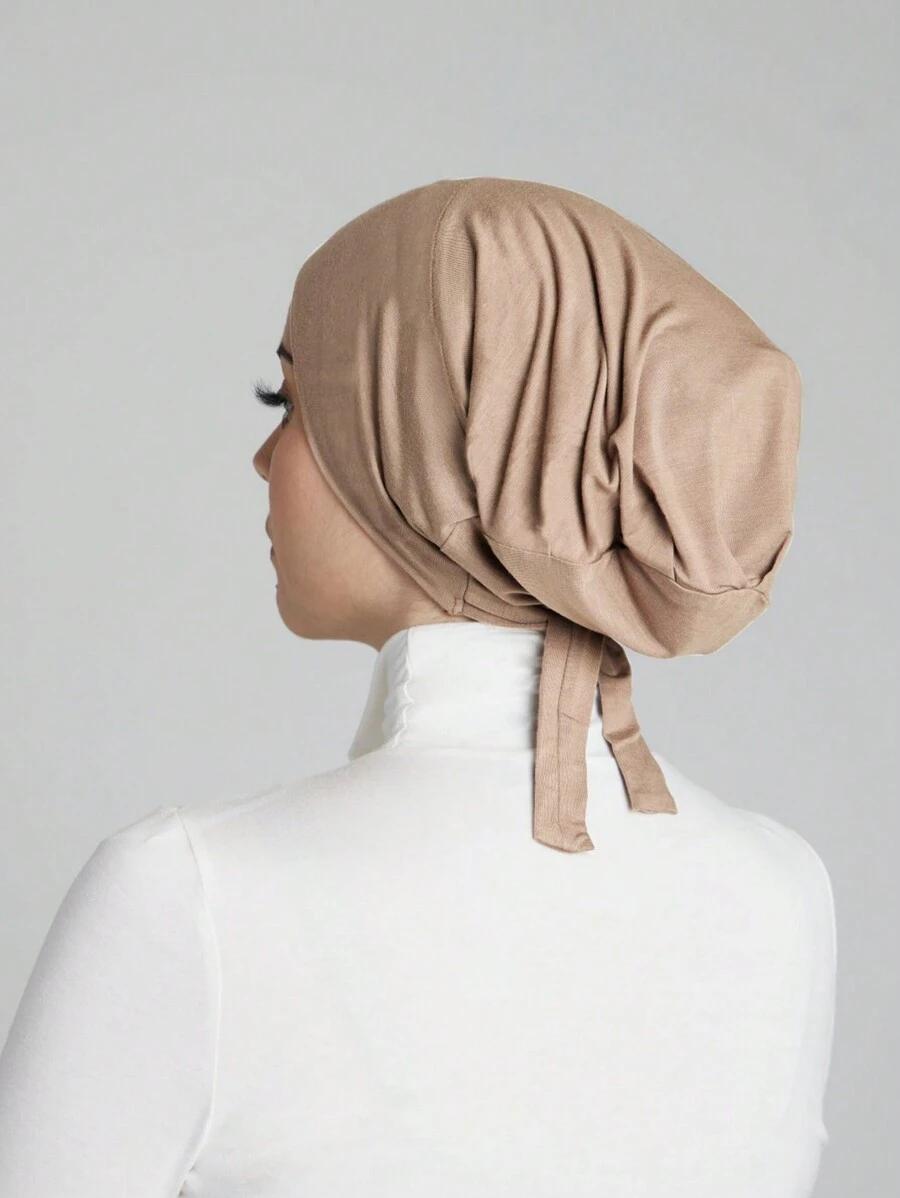 beżowy turban na głowę
