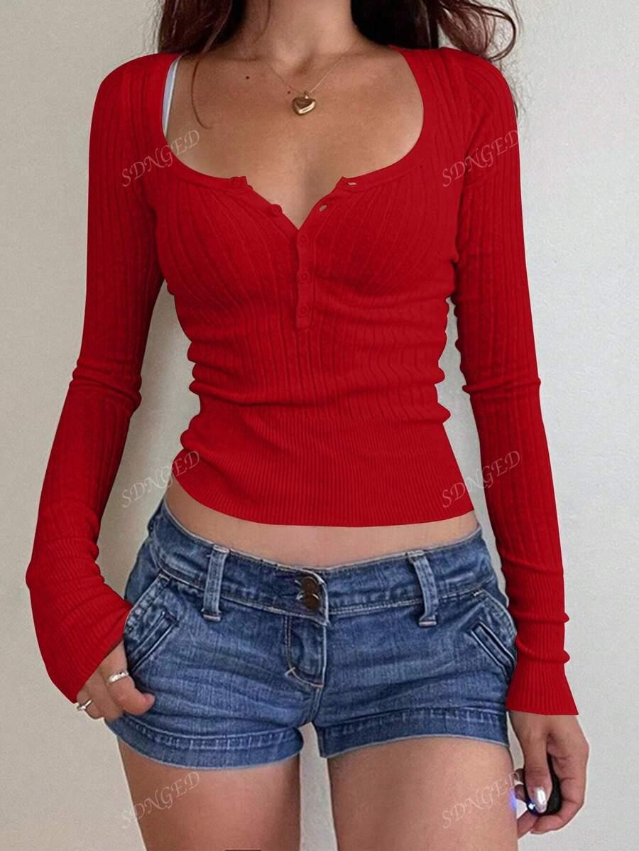 CZERWONY SWETER DZIANINA 