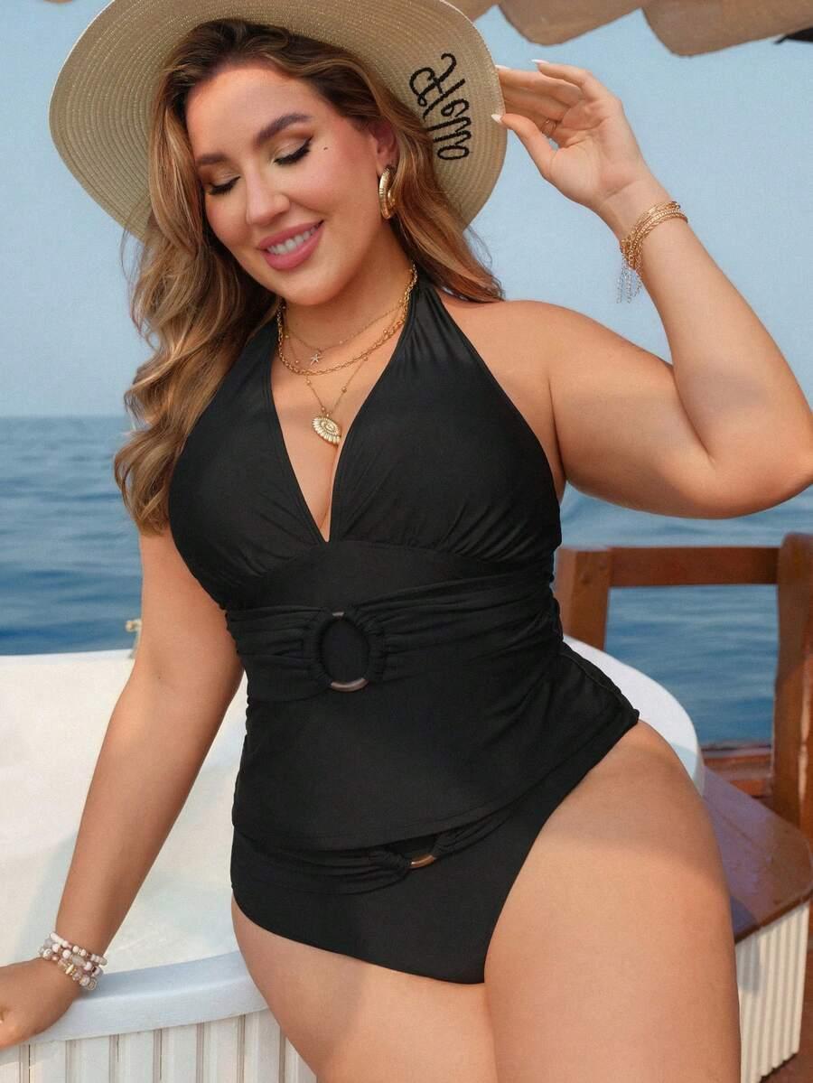 czarny DWUCZĘŚCIOWY STRÓJ KĄPIELOWY tankini
