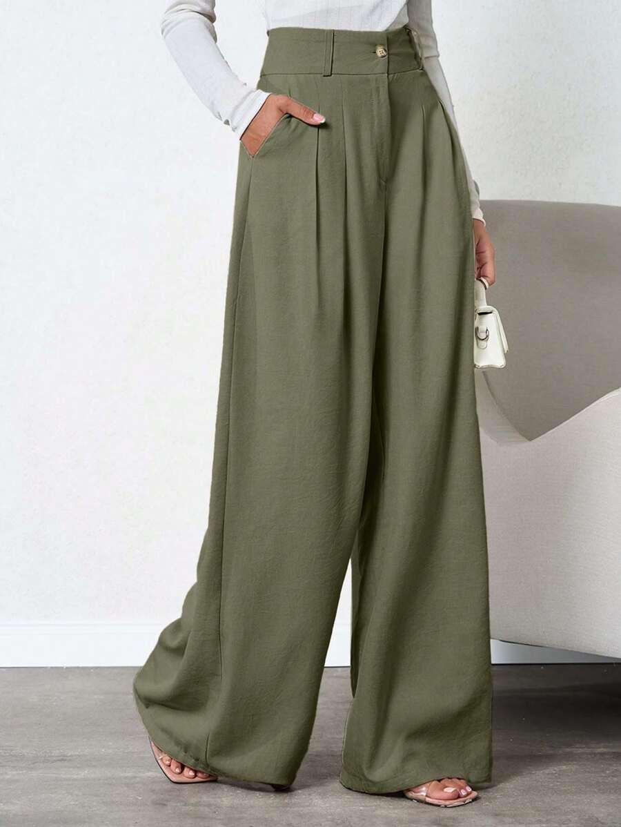 zielone eleganckie spodnie