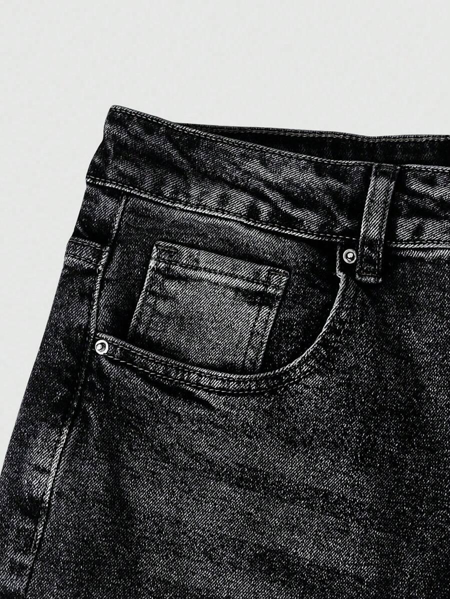 CZARNE SPODNIE JEANS PRINT