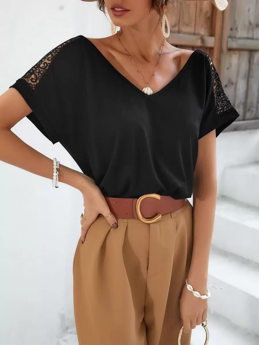 czarna bluzka v neck