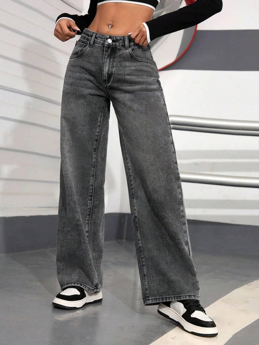 SZARE SPODNIE JEANS