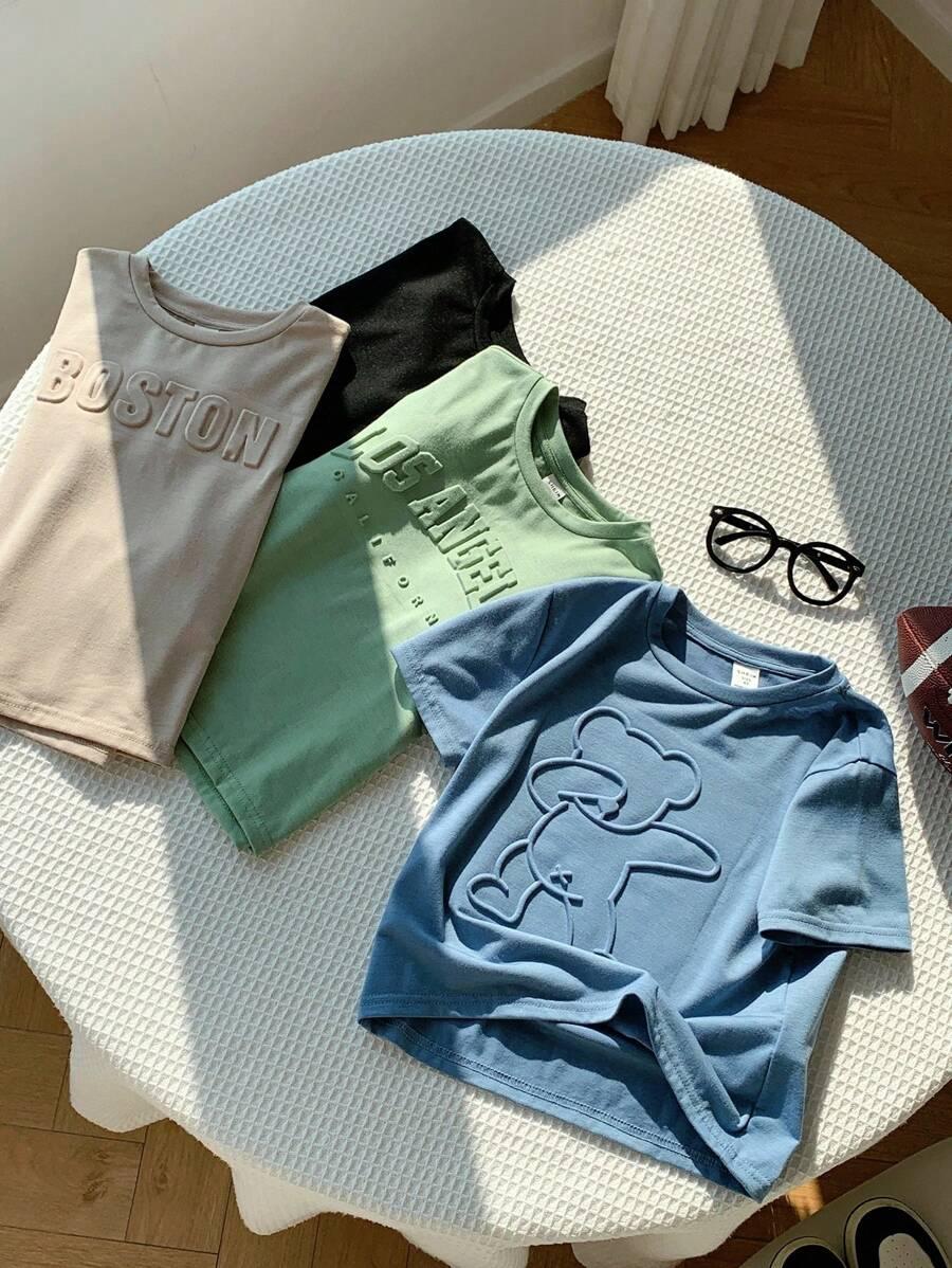 zielony t-shirt okrągły dekolt