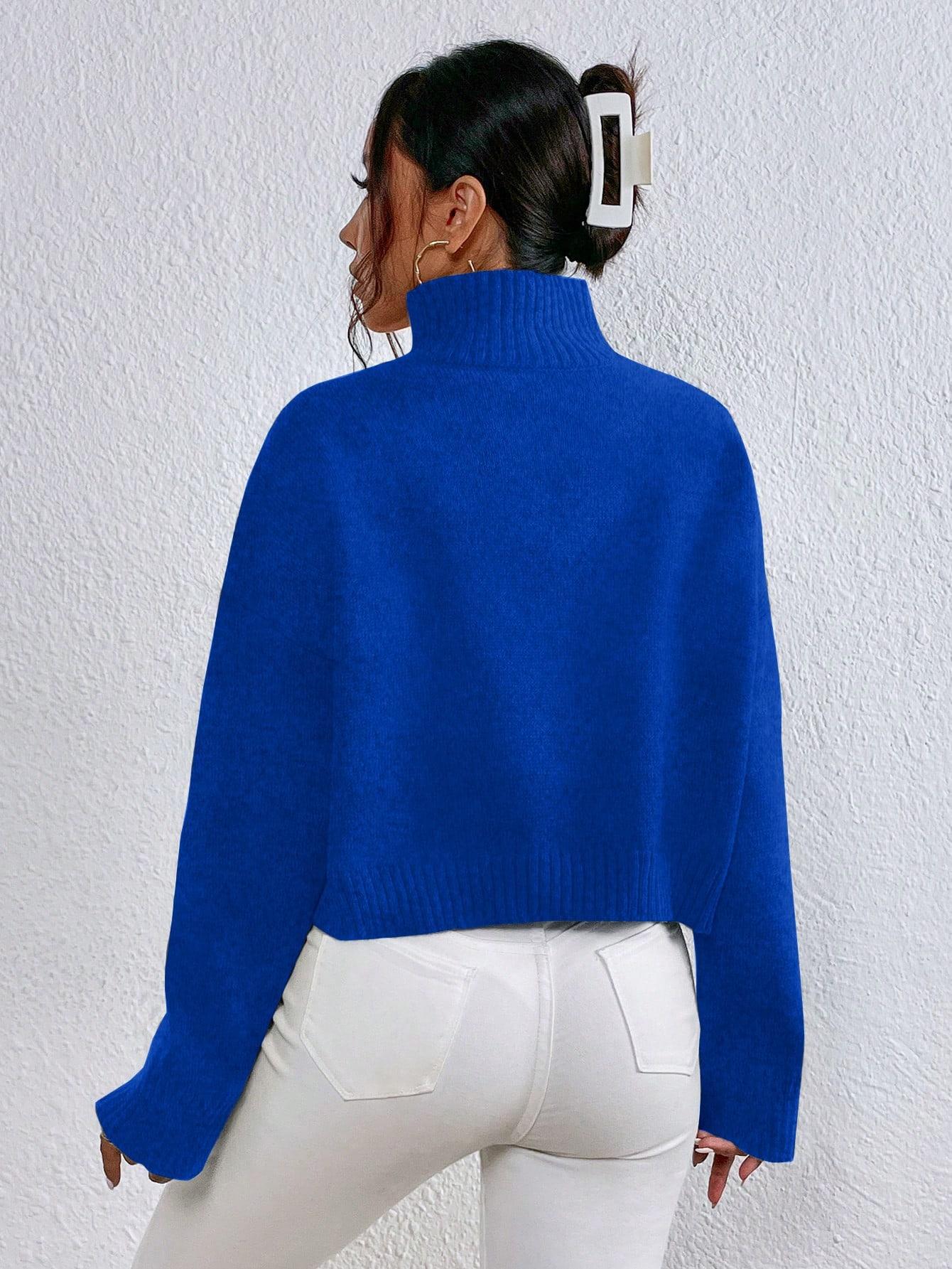 NIEBIESKI DZIANINOWY SWETER