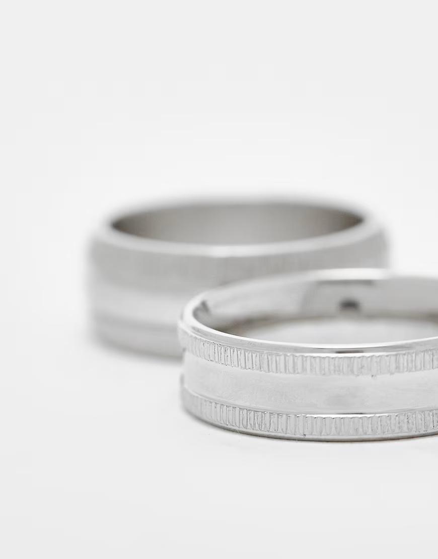 srebrny pierścionek sygnet 2-pack