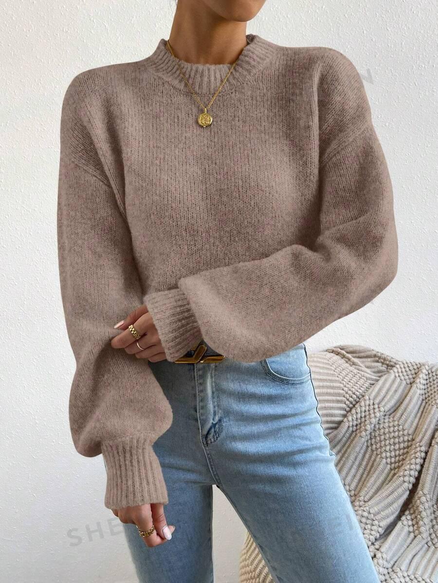 BEŻOWY SWETER STÓJKA