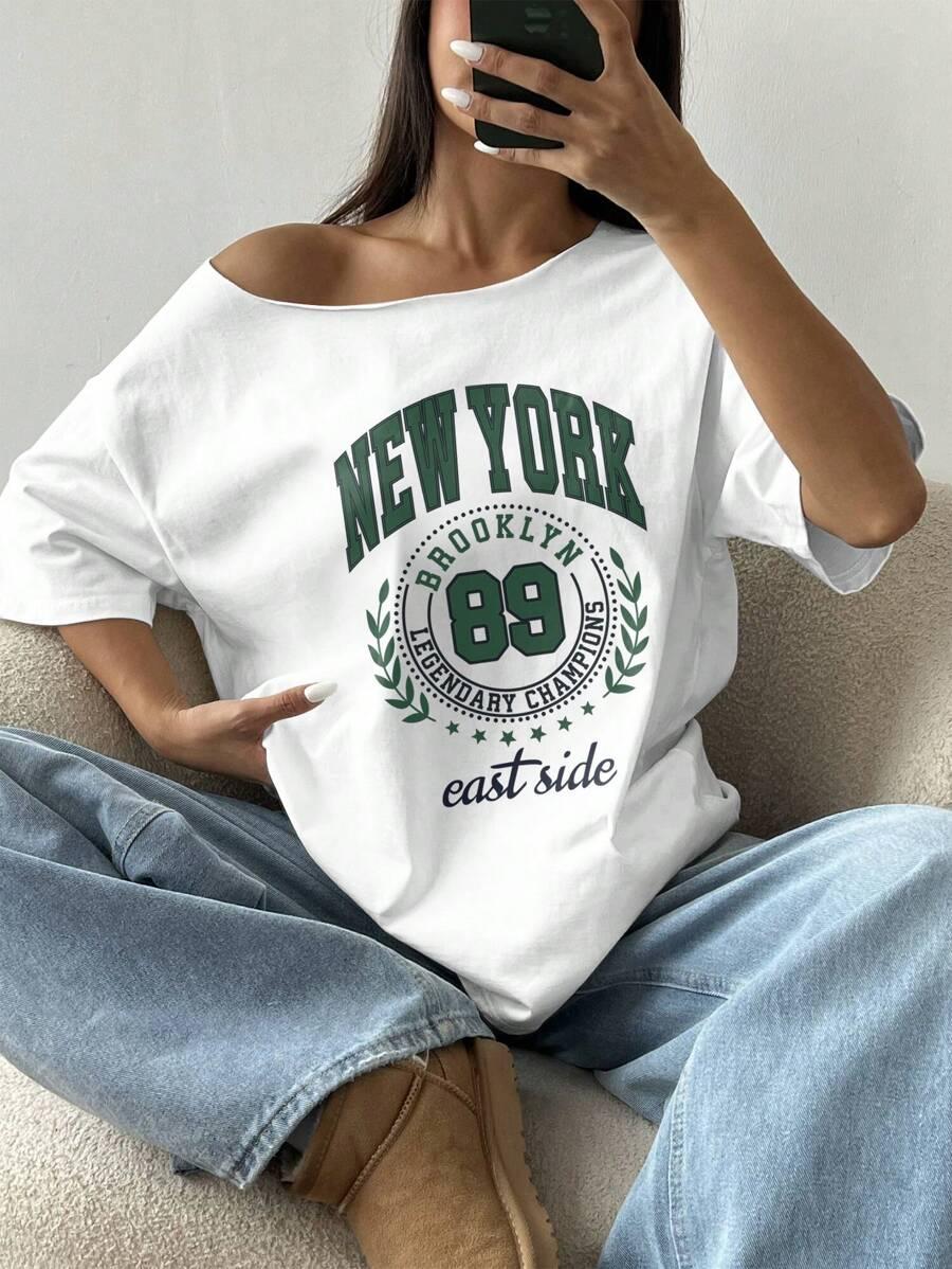 biały t-shirt nadruk