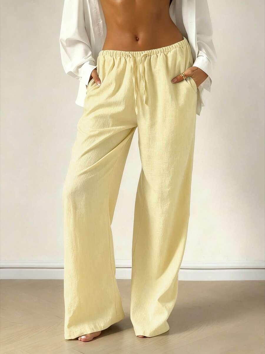 żółte spodnie casual