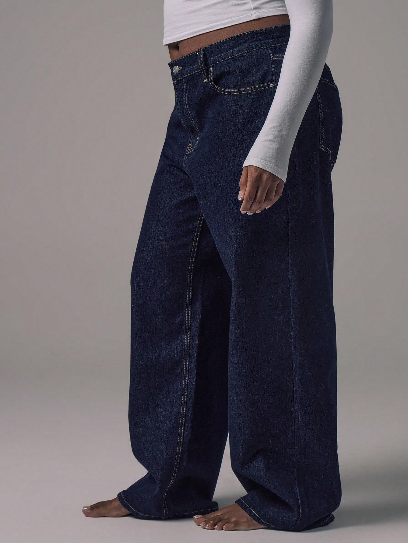 GRANATOWE SPODNIE JEANS