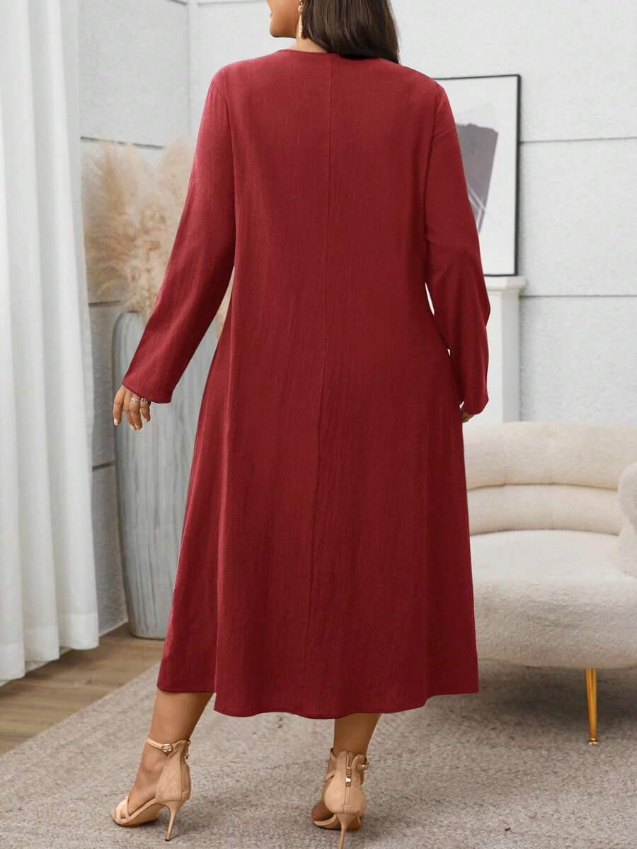 czerwona sukienka kieszenie 