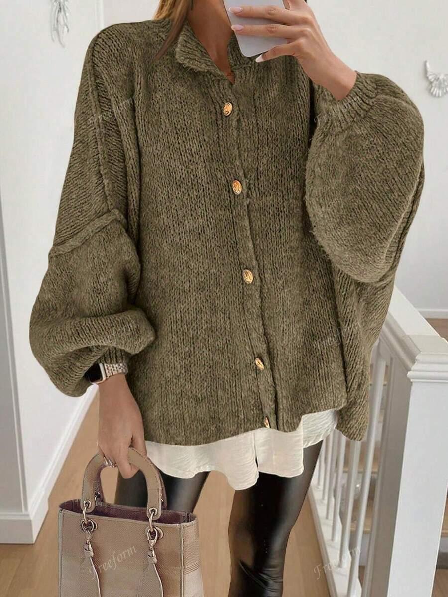 SWETER ROZPINANY Z SZEROKIMI RĘKAWAMI