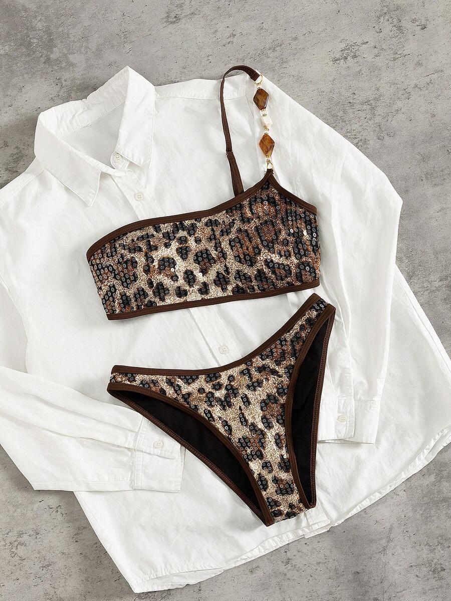 GÓRA OD BIKINI ANIMAL PRINT cekiny