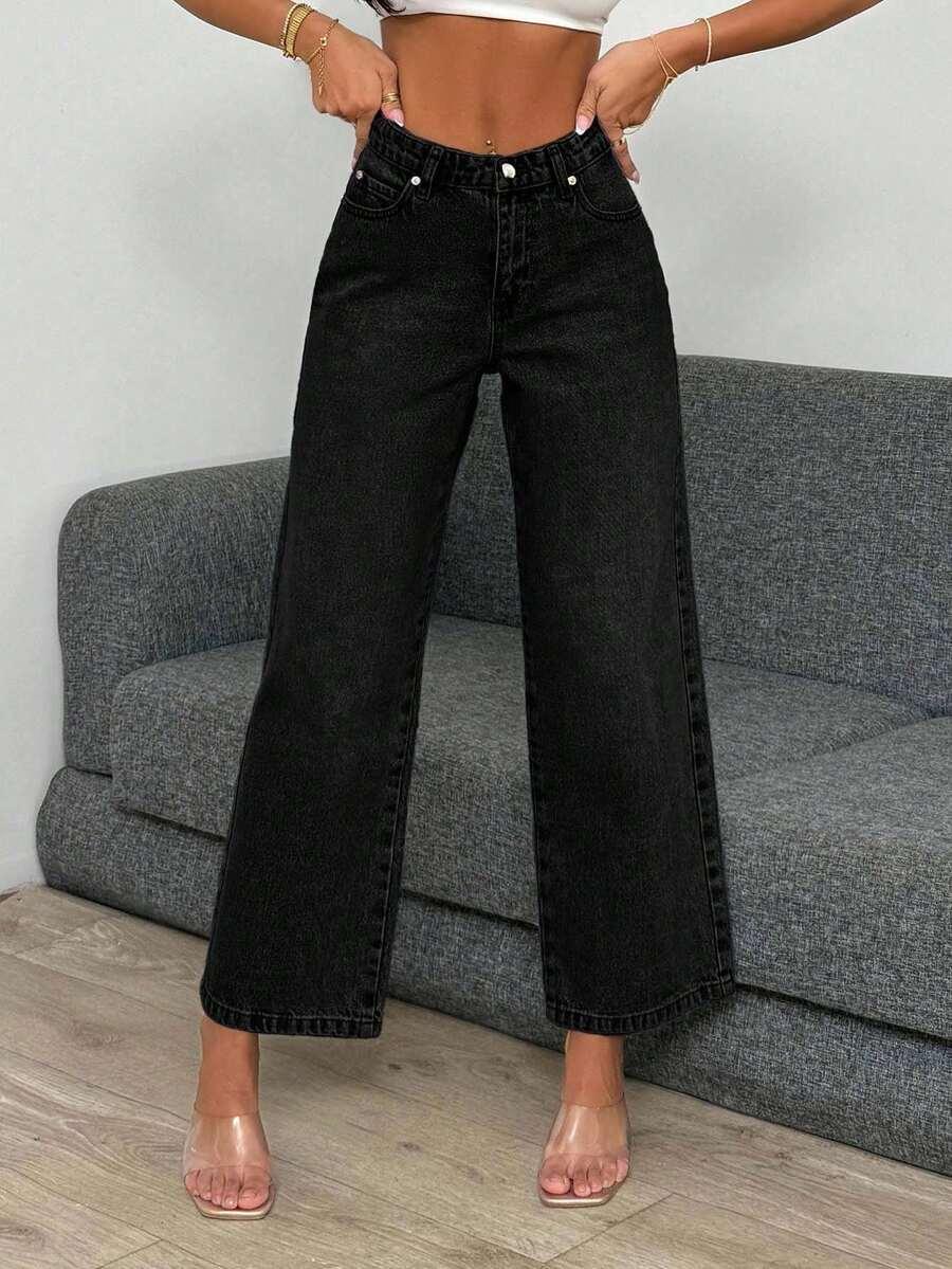 CZARNE SPODNIE JEANS