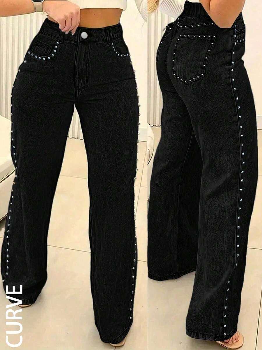 CZARNE SPODNIE JEANS