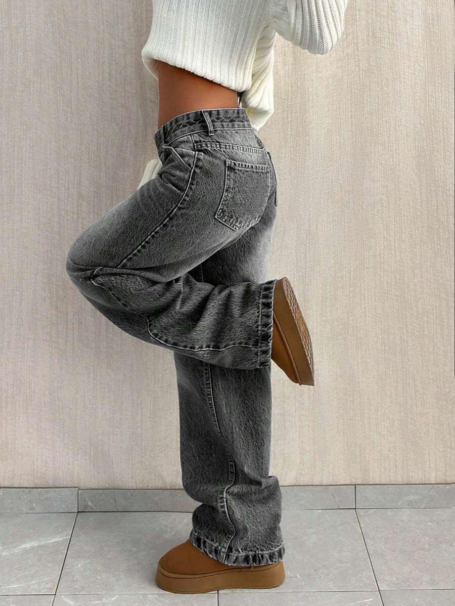 szare SPODNIE JEANS 