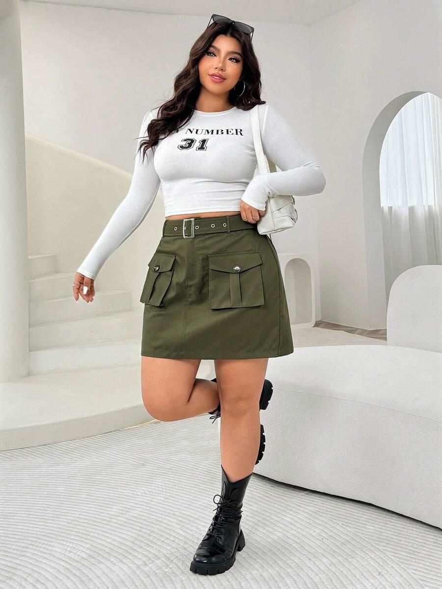 KHAKI Mini spódnica