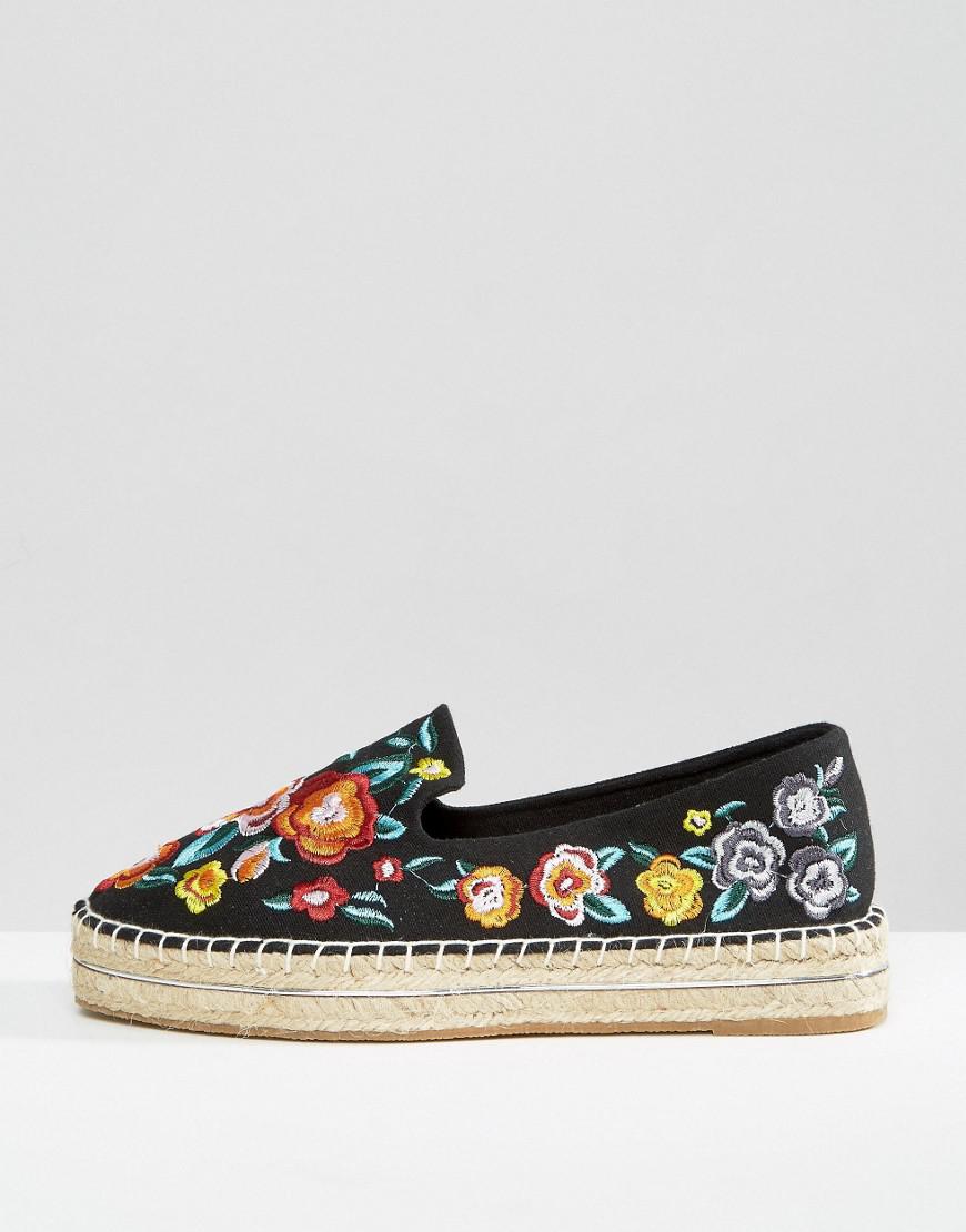 ESPADRYLE HAFT KWIATY PLATFORMA