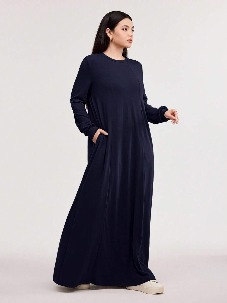 niebieska sukienka maxi