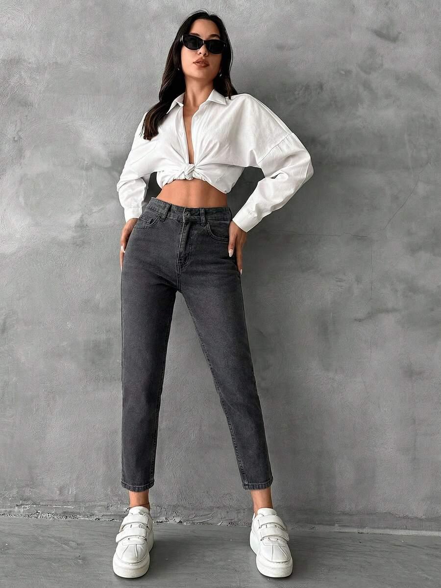 szare spodnie jeans