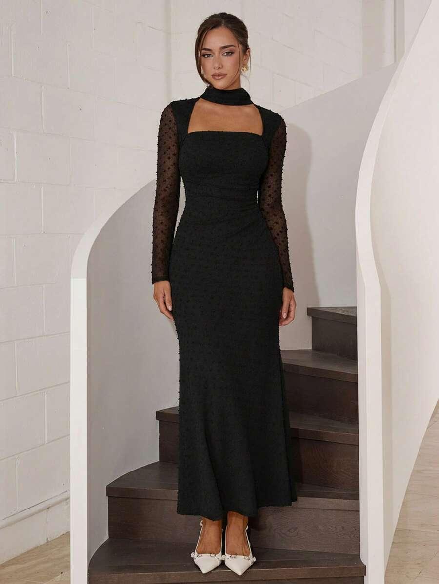 CZARNA MAXI SUKIENKA
