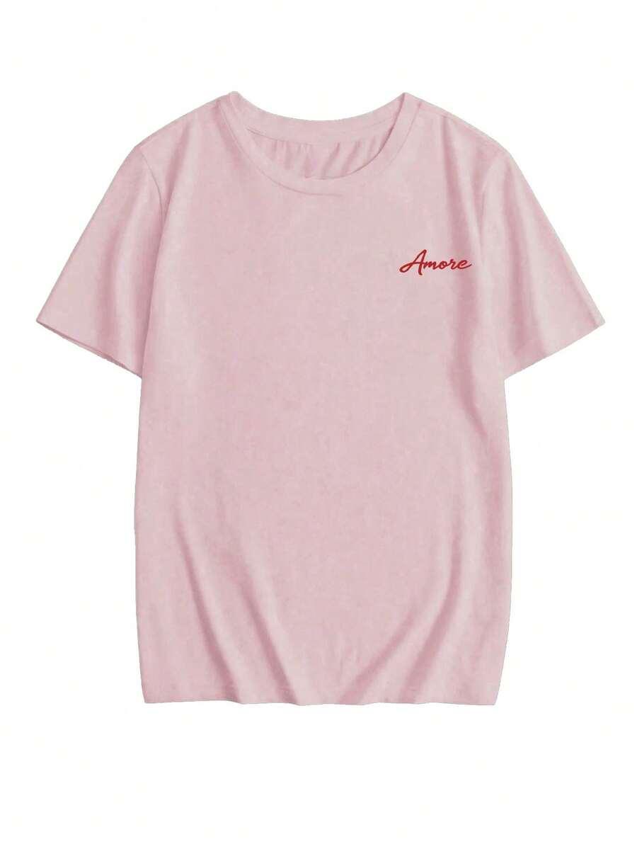 RÓŻOWY T-SHIRT nadruk 