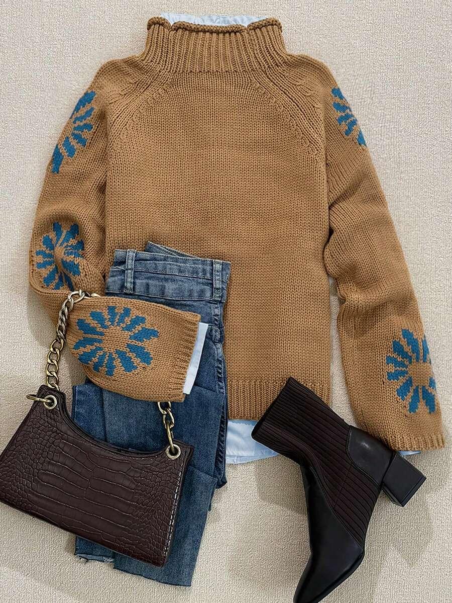 beżowy sweter stójka