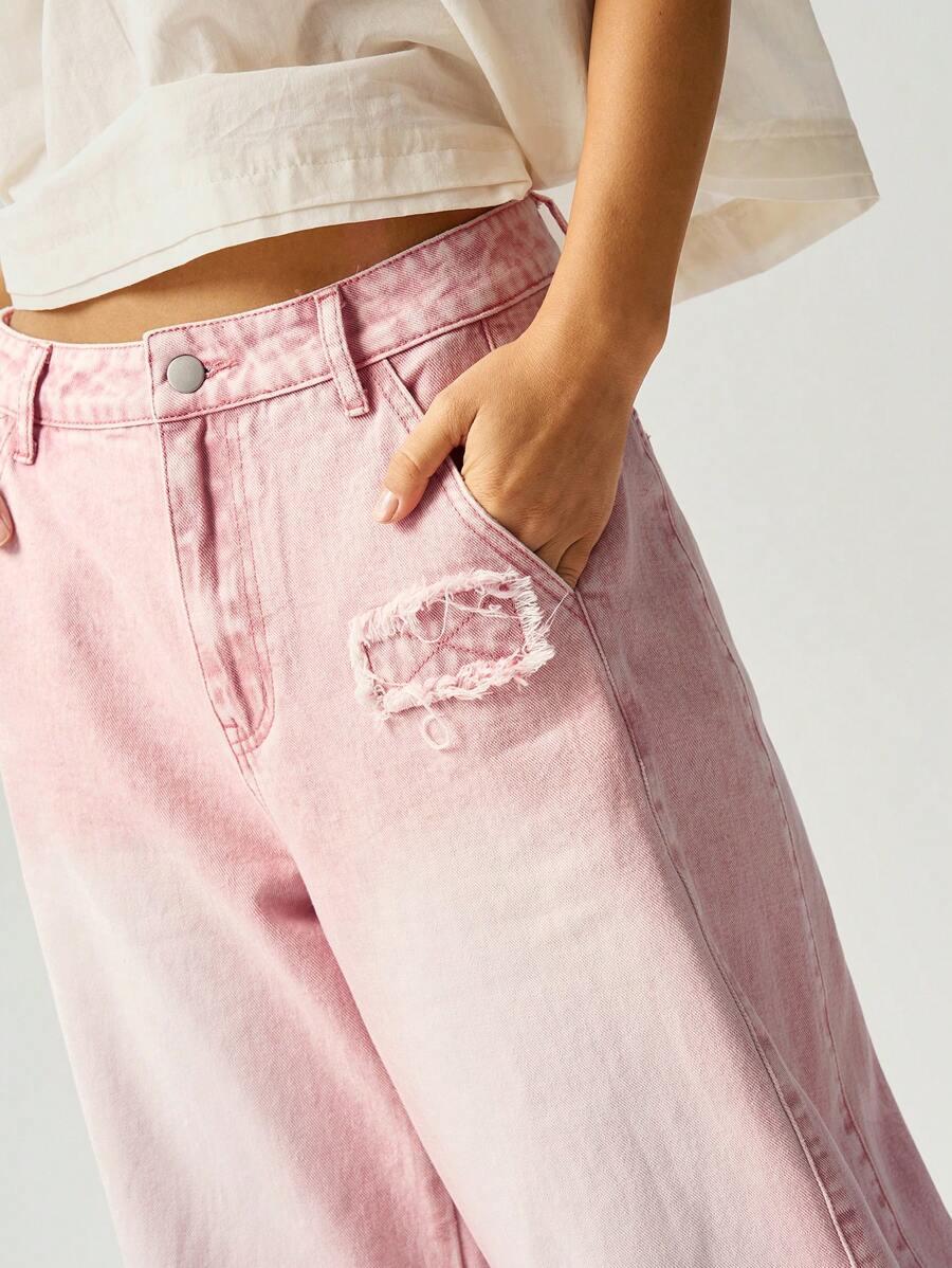 RÓŻOWE SPODNIE JEANS