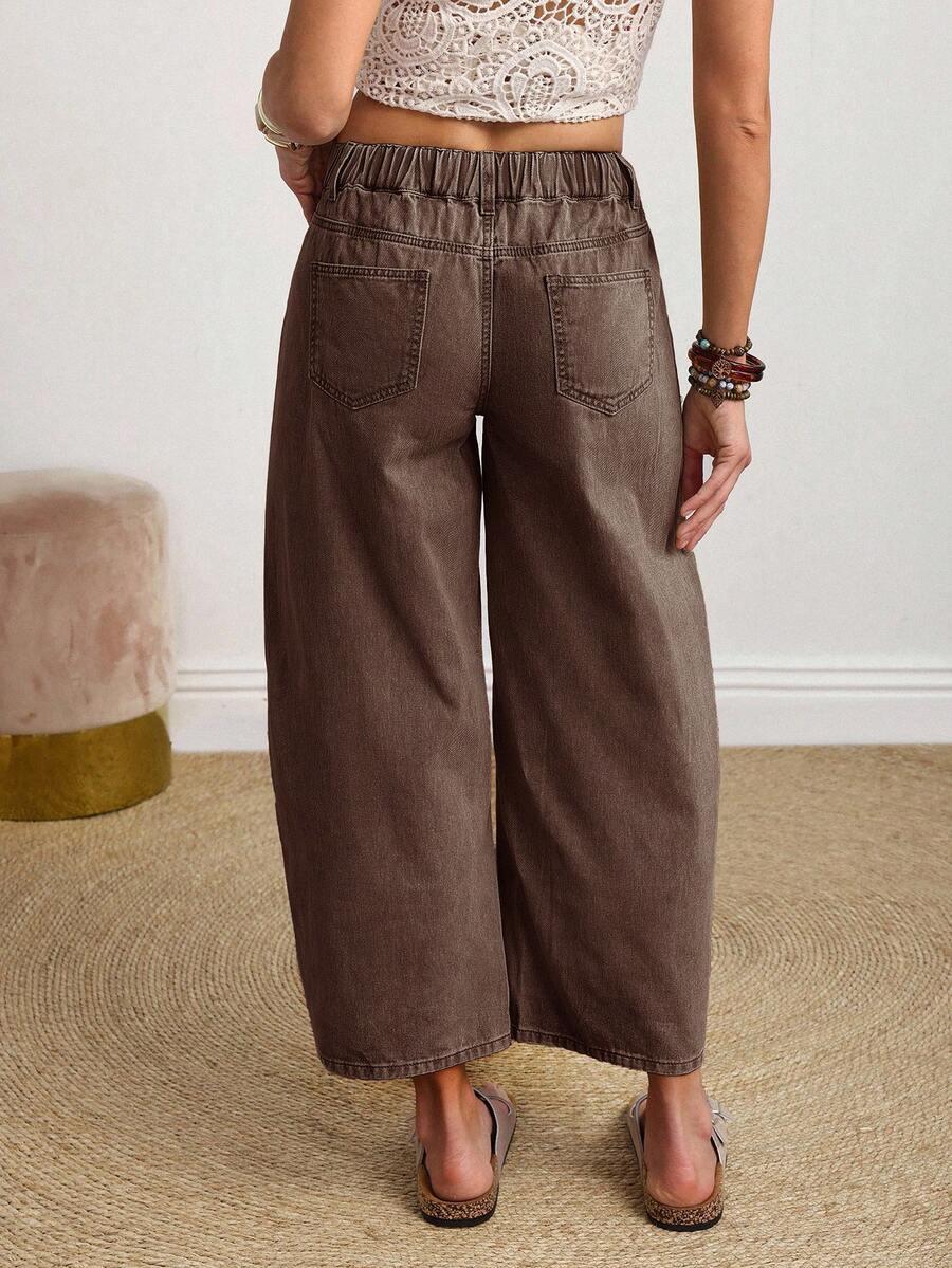 BRĄZOWE SPODNIE KIESZENIE JEANS