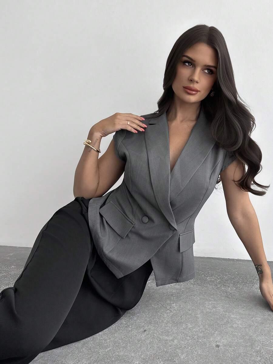 SZARA ELEGANCKA KAMIZELKA