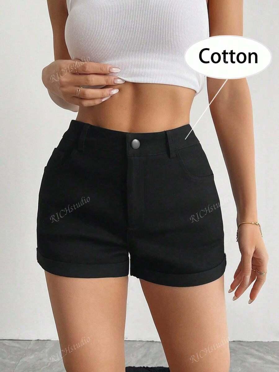 CZARNE KRÓTKIE SPODENKI JEANS