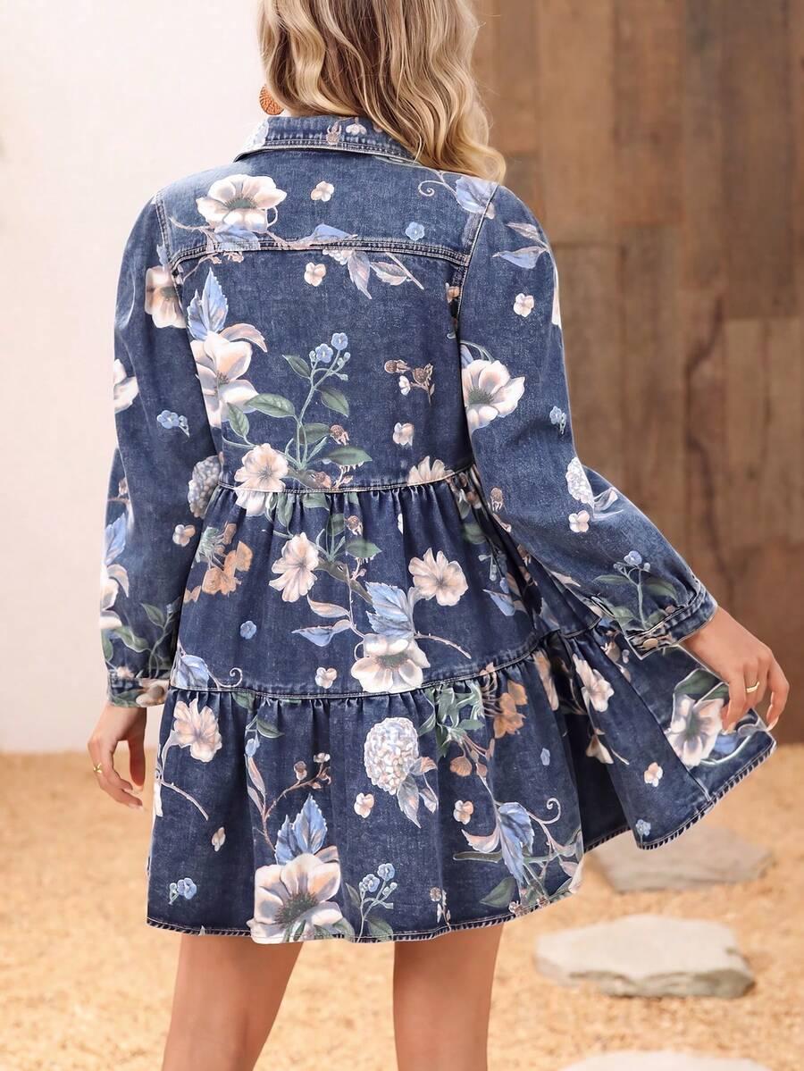 niebieska sukienka jeans wzór