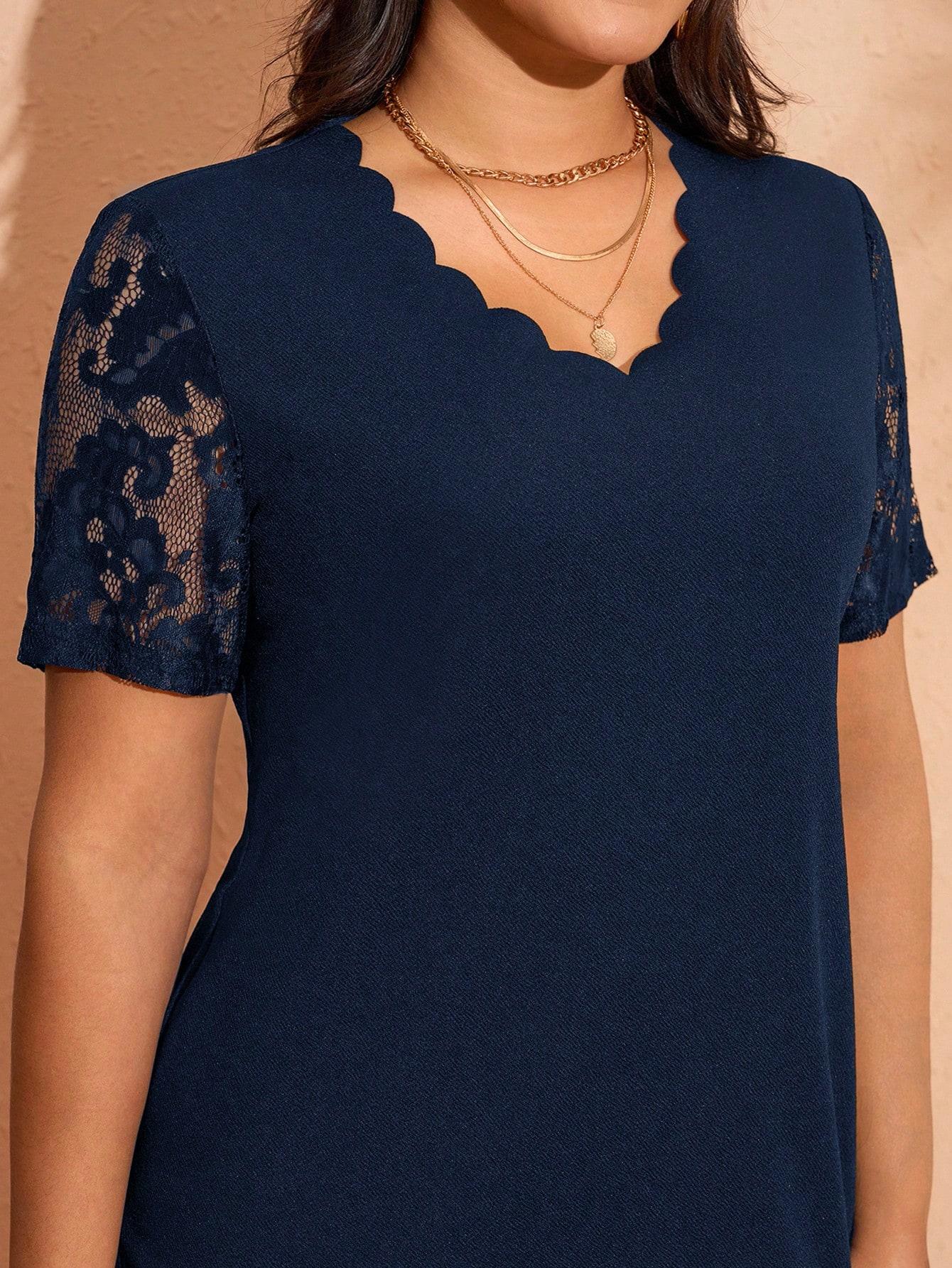 GRANATOWA SUKIENKA V-NECK