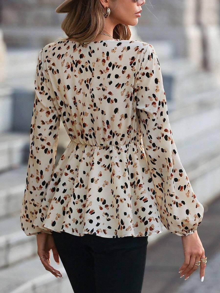 bluzka print v-neck