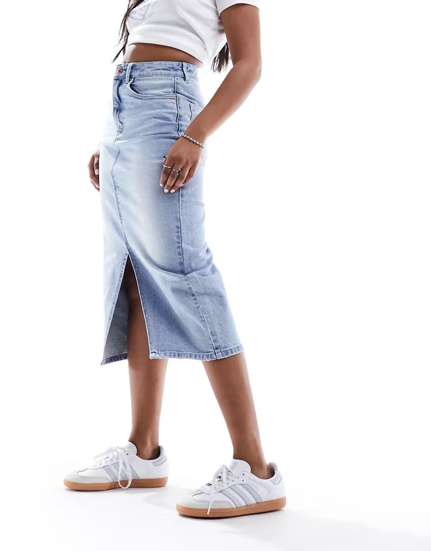 NIEBIESKA MIDI SPÓDNICA JEANS